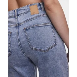 Jean mom braguette zippée bleu en coton Julia