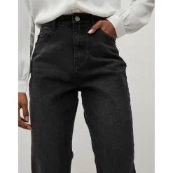 Jean mom noir en coton