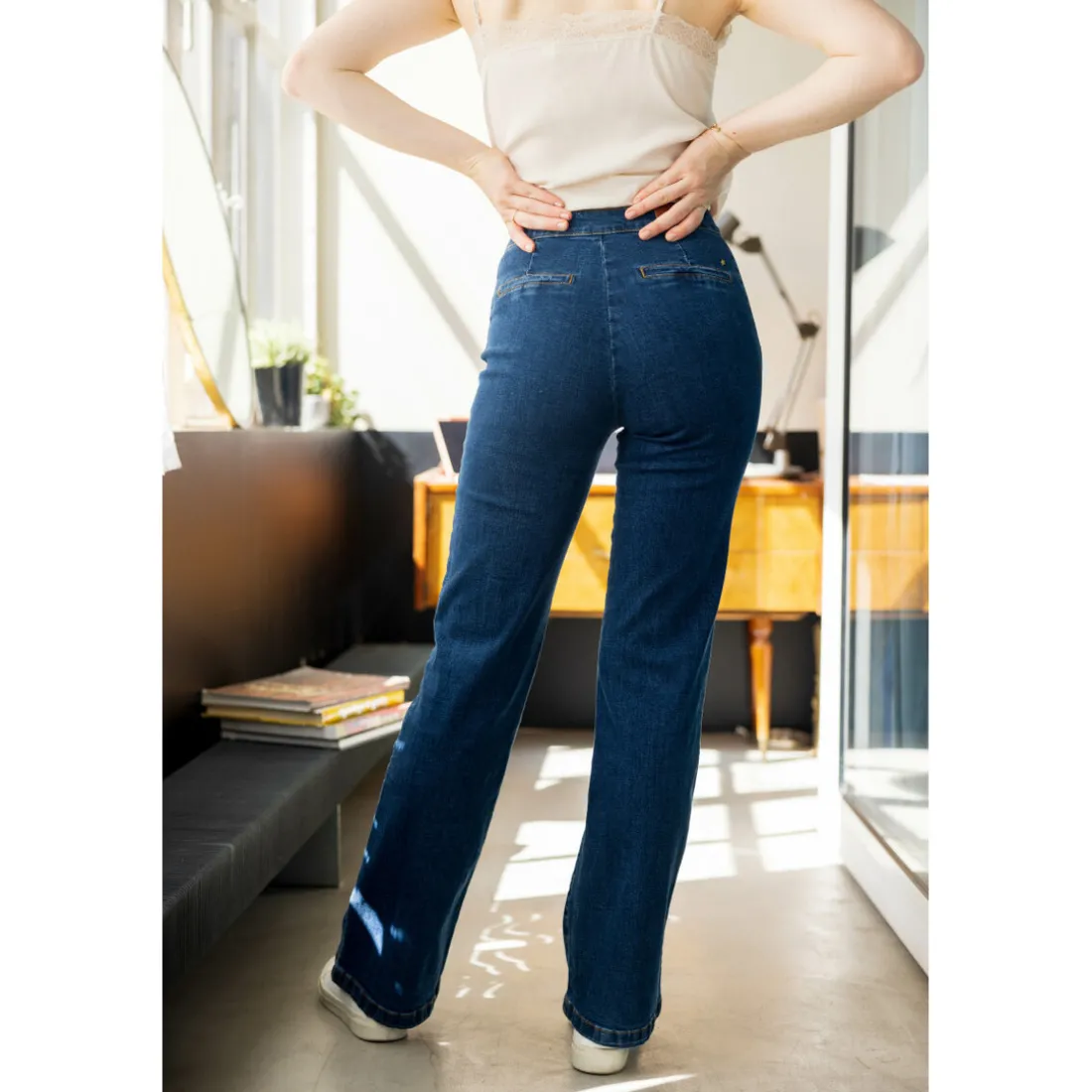 Jean PAULA W - Wash bleu fort en coton