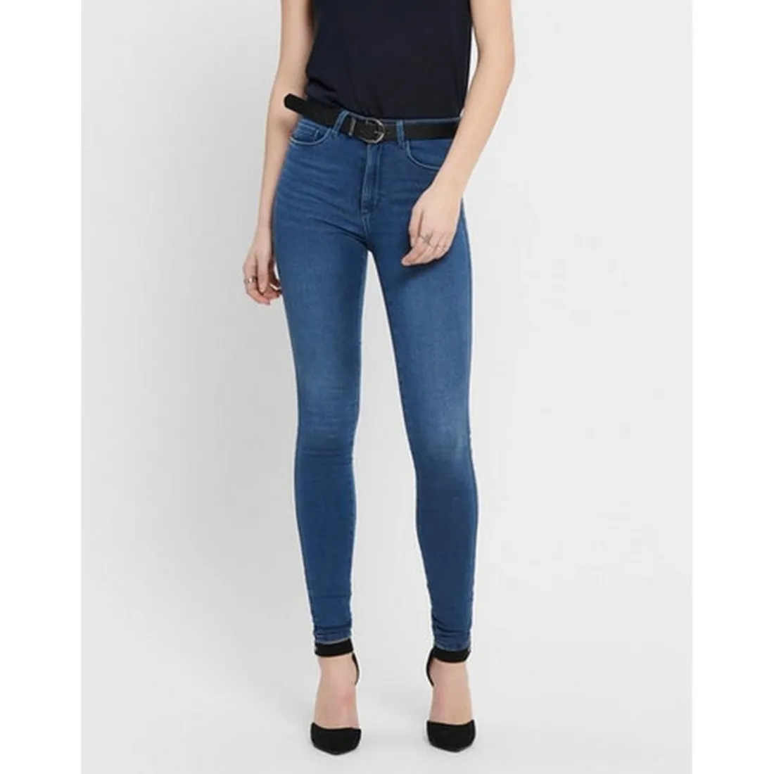 Jean seconde peau bleu en coton