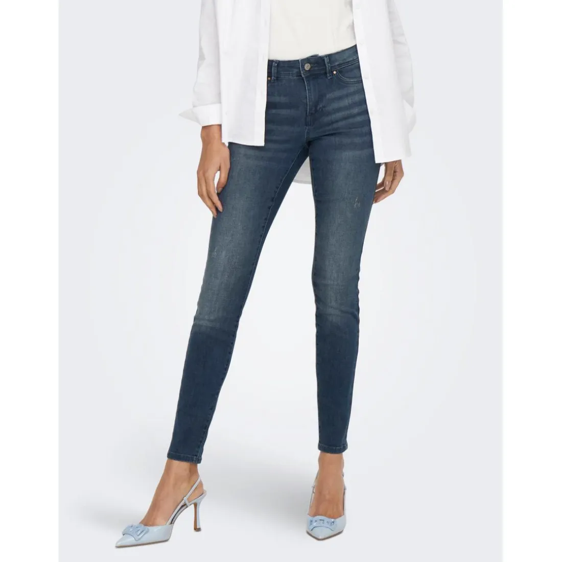 Jean skinny bleu en coton Sara