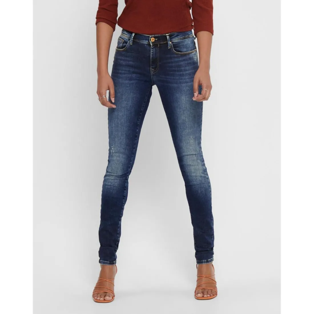 Jean skinny bleu en coton Emma