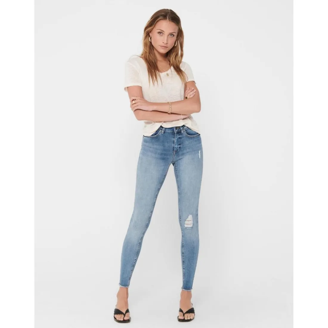 Jean skinny bleu en coton Lou