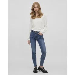 Jean skinny bleu moyen en coton Nora