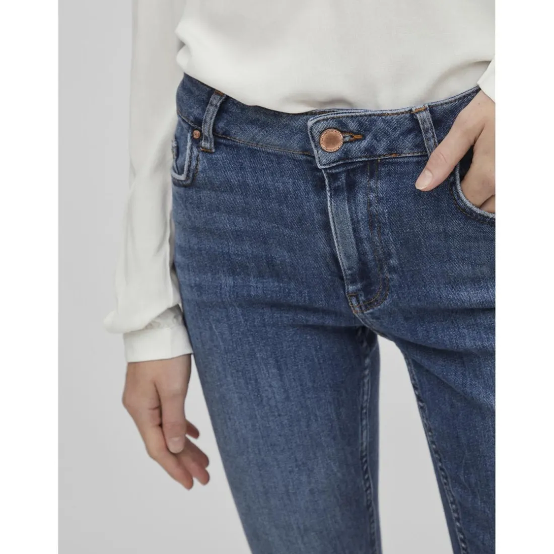 Jean skinny bleu moyen en coton Nora