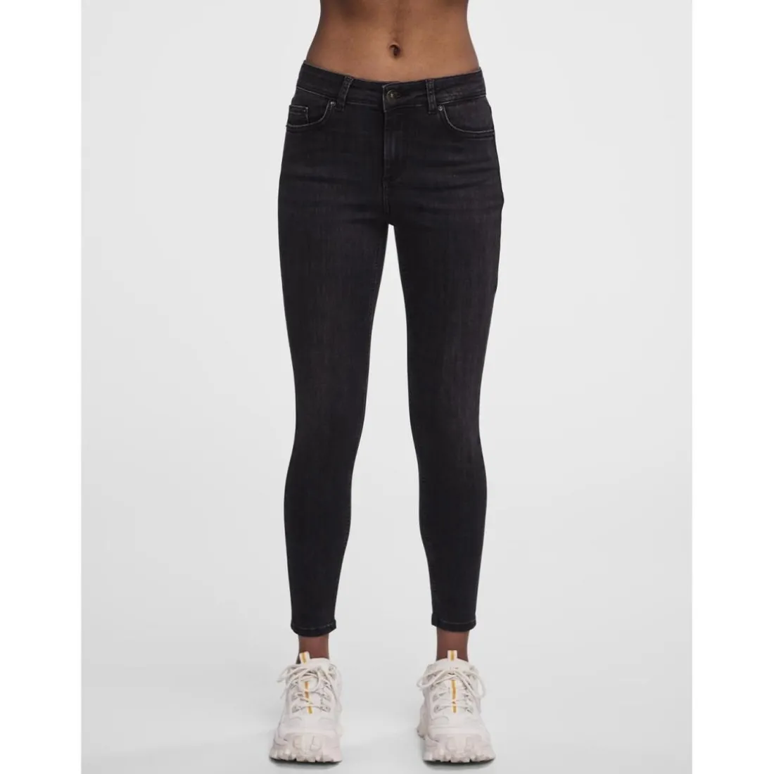 Jean skinny braguette zippée noir en coton