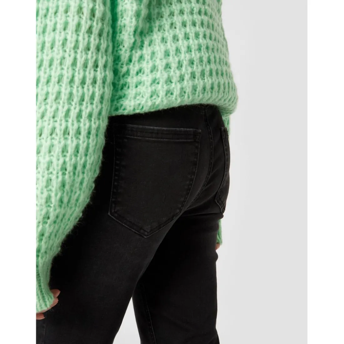 Jean skinny braguette zippée noir en coton