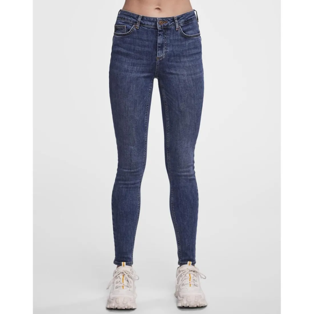 Jean skinny braguette zippée bleu en coton Tess