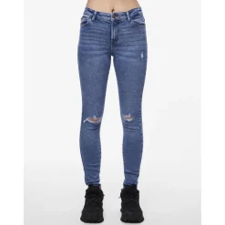 Jean skinny braguette zippée bleu en coton Hana