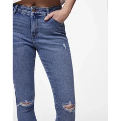Jean skinny braguette zippée bleu en coton Hana
