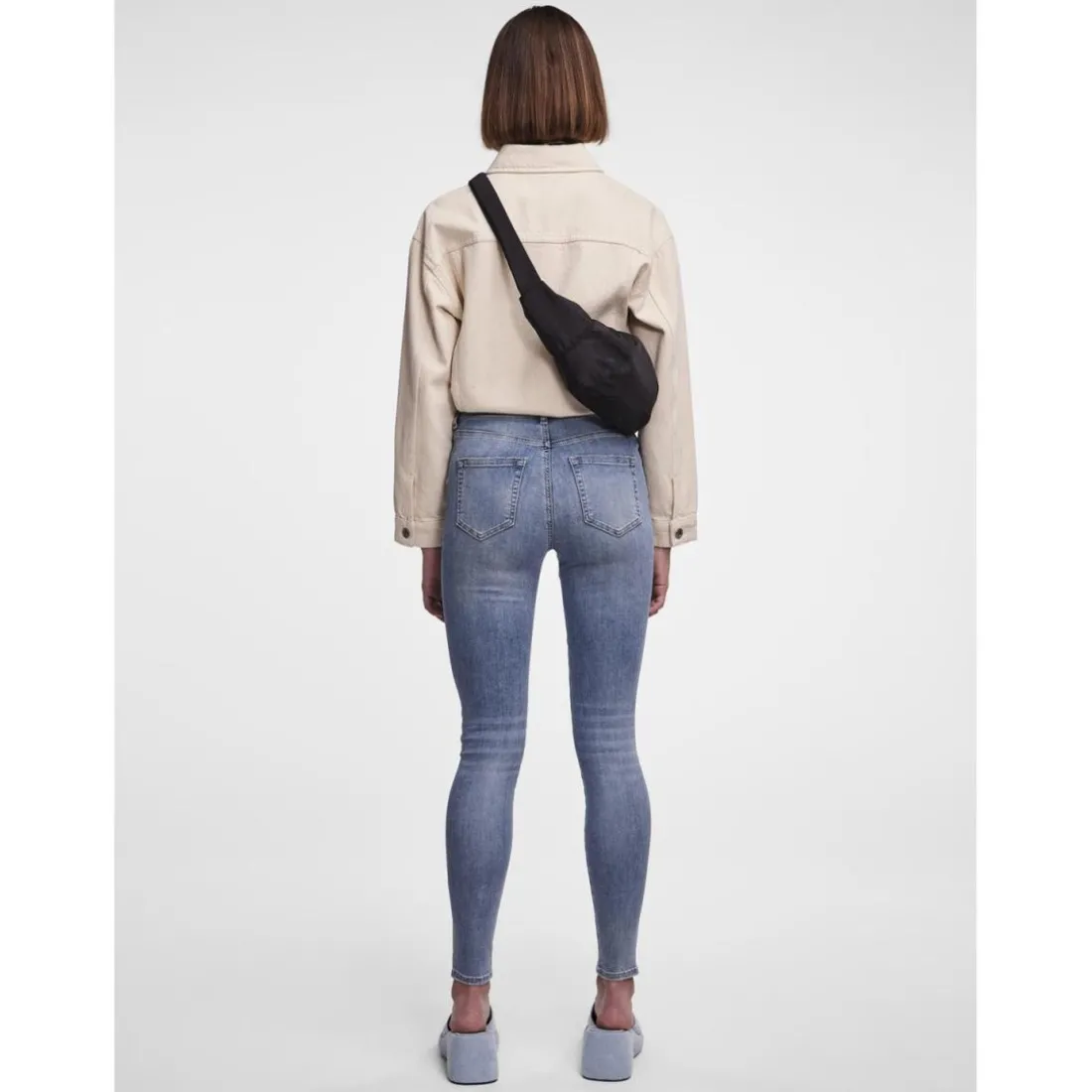 Jean skinny braguette zippée bleu en coton Lia
