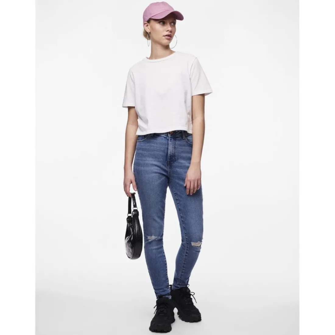 Jean skinny braguette zippée bleu en coton Adele