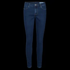 Jean skinny fermeture à boutons et à glissière taille moyenne bleu en coton Queen