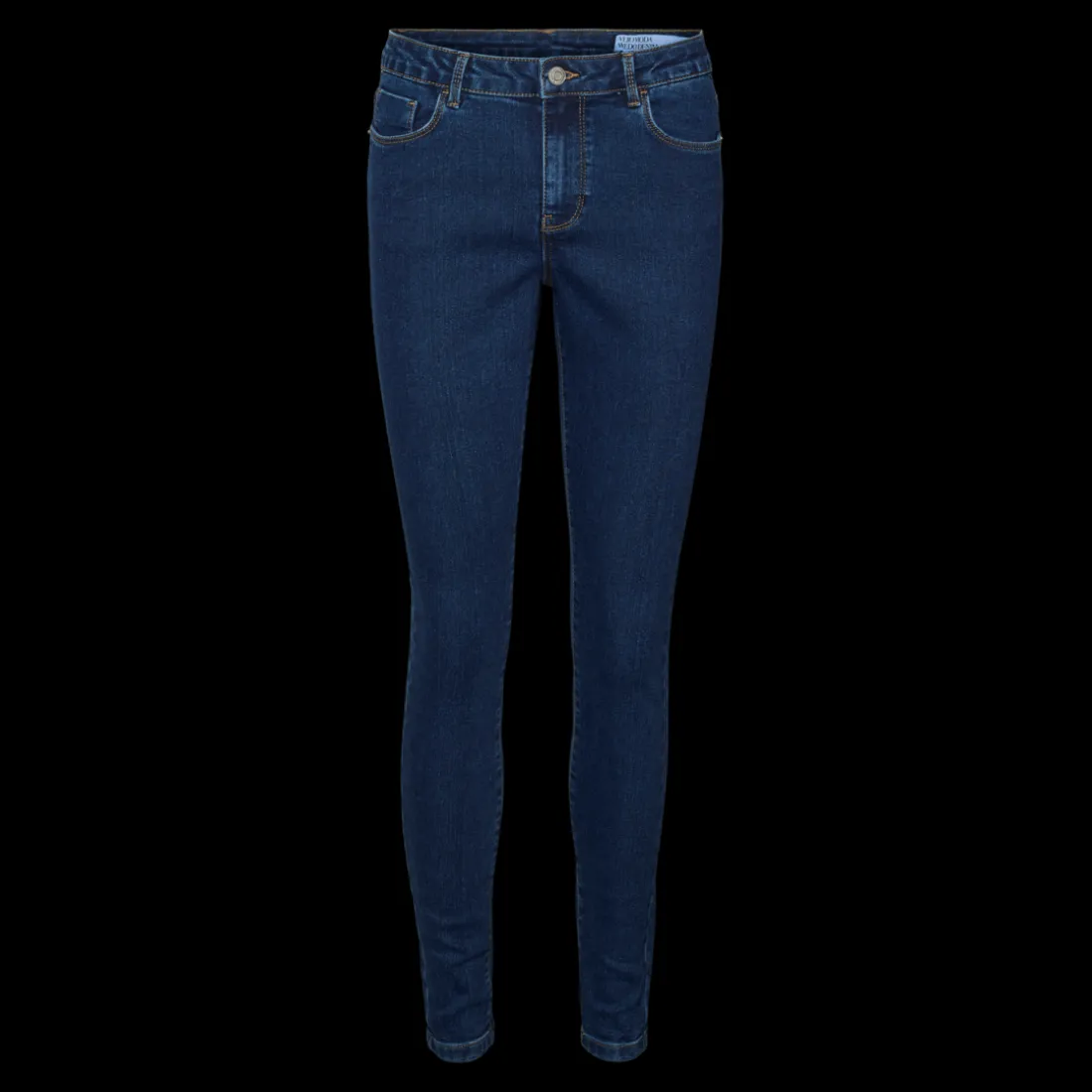Jean skinny fermeture à boutons et à glissière taille moyenne bleu en coton Queen
