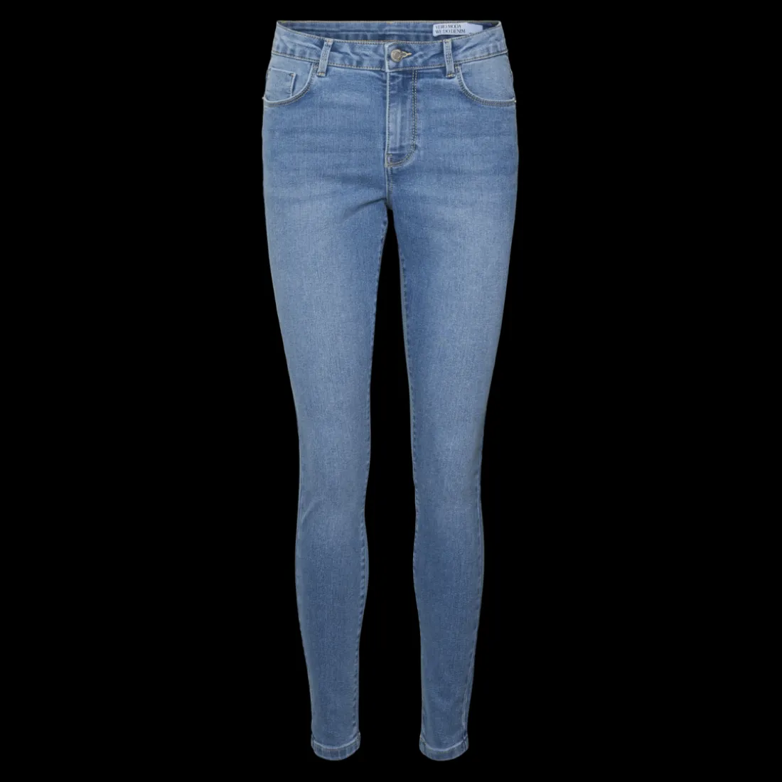 Jean skinny fermeture à boutons et à glissière taille moyenne bleu en coton Nea