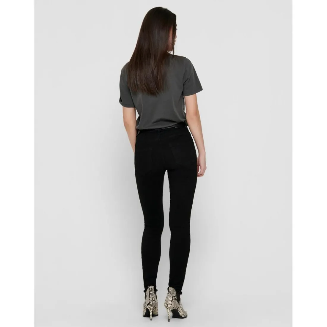 Jean skinny Longueur cheville noir en coton Julia
