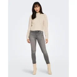 Jean skinny Longueur cheville gris en coton Luna