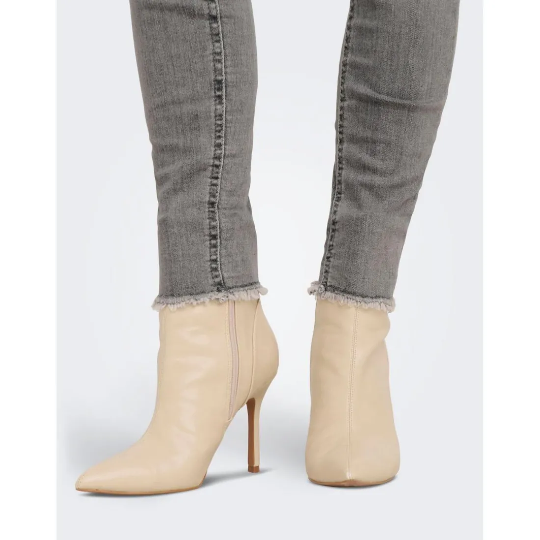 Jean skinny Longueur cheville gris en coton Luna