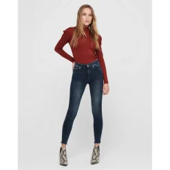Jean skinny Longueur cheville bleu en coton Cléo