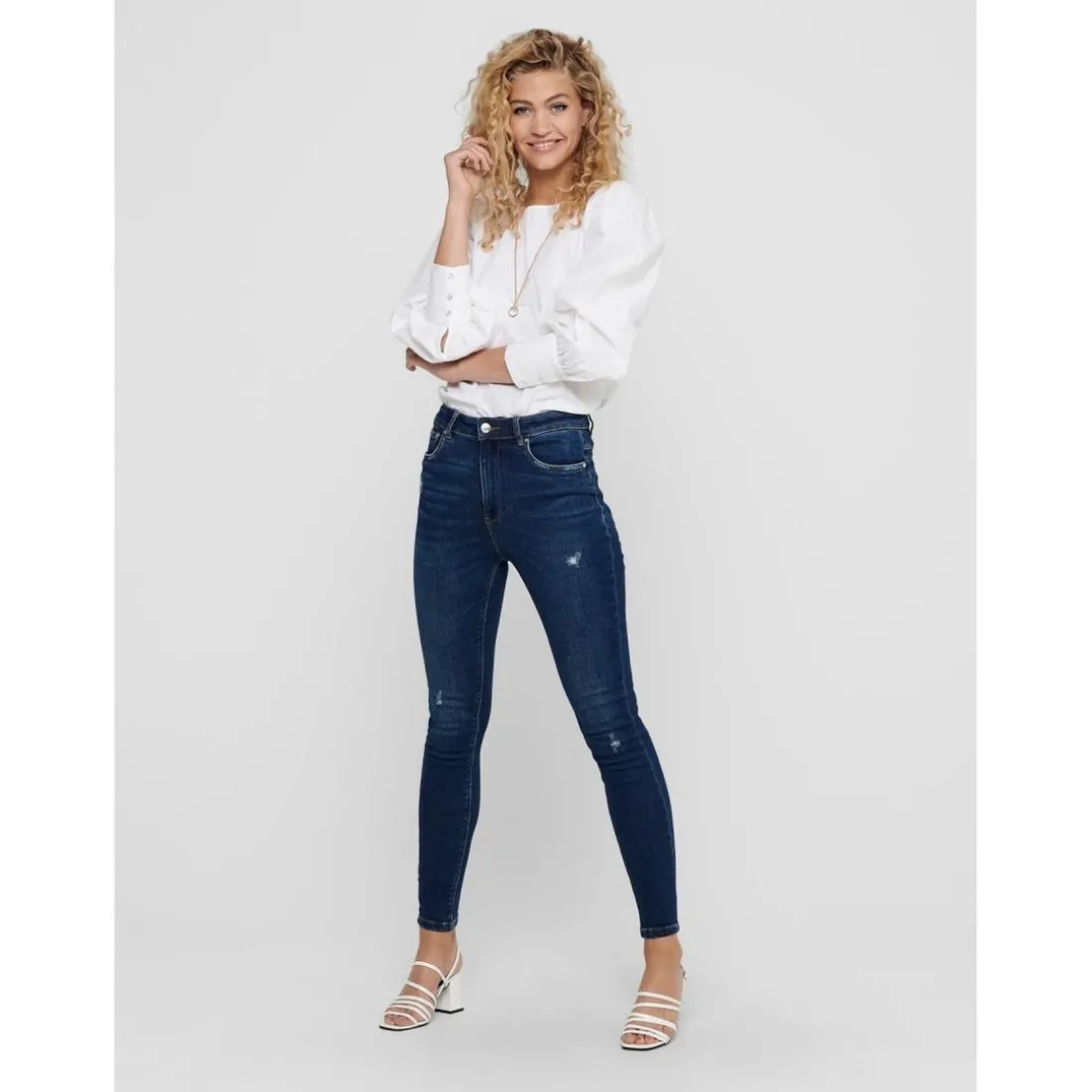 Jean skinny Longueur cheville bleu en coton Uma