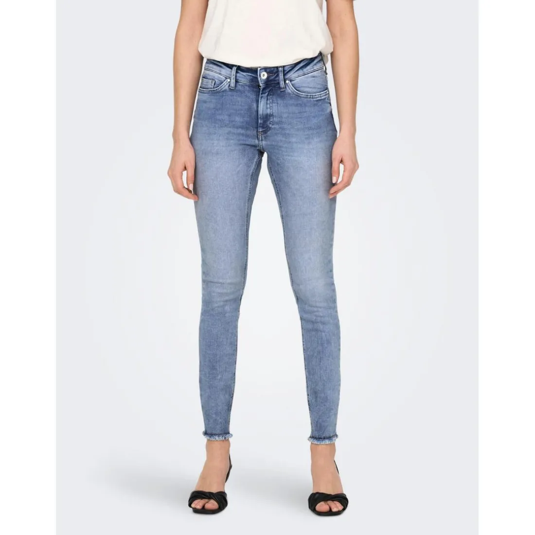 Jean skinny Longueur cheville bleu en coton Zoe