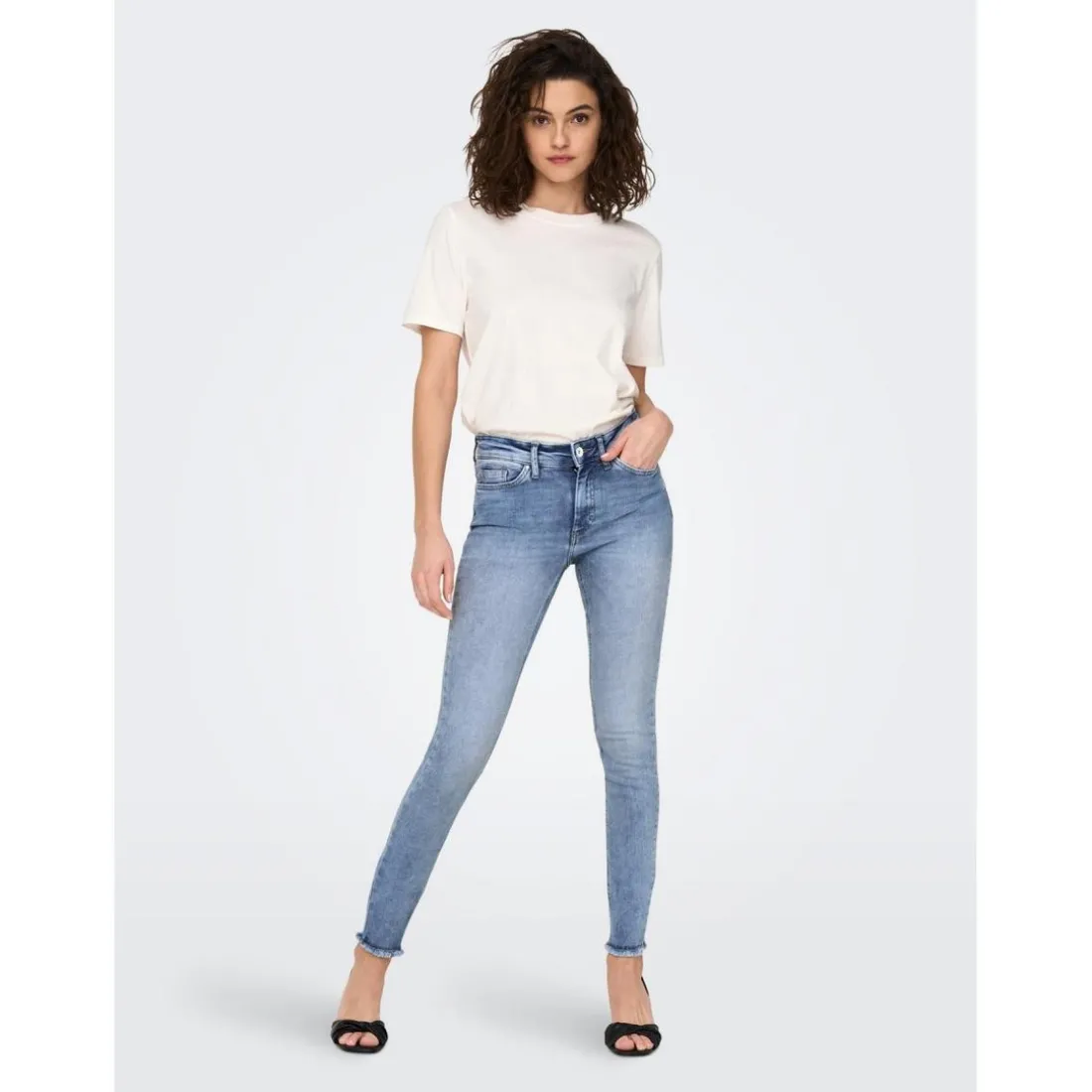 Jean skinny Longueur cheville bleu en coton Zoe