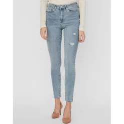 Jean skinny Skinny Fit Taille haute Longueur regular bleu en coton Yael