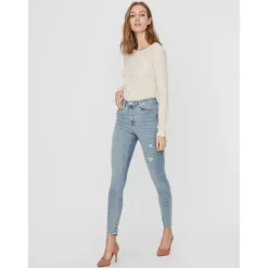 Jean skinny Skinny Fit Taille haute Longueur regular bleu en coton Yael