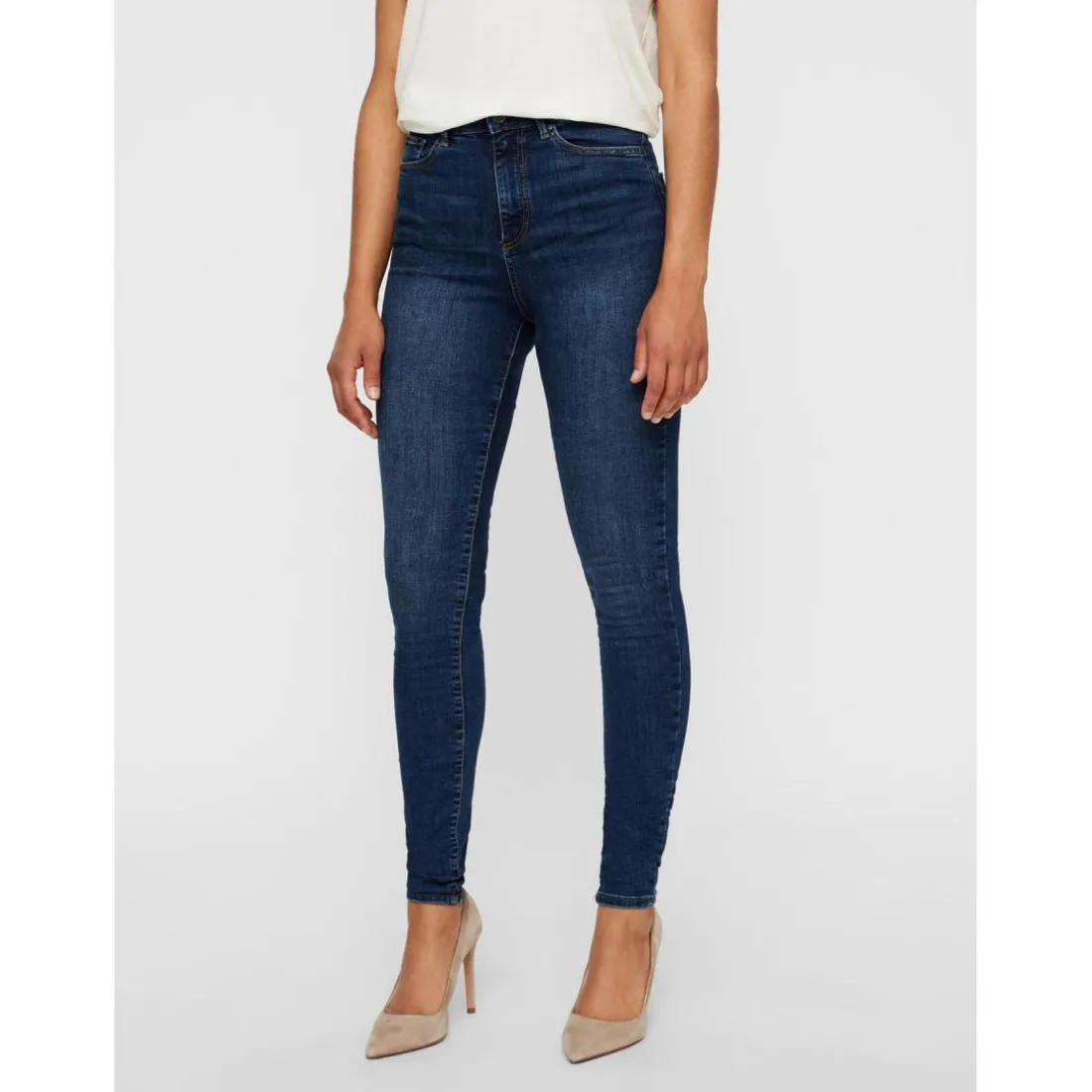 Jean skinny Slim Fit Taille haute Longueur regular bleu en coton Dot