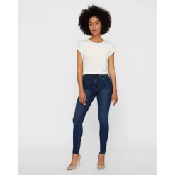 Jean skinny Slim Fit Taille haute Longueur regular bleu en coton Dot