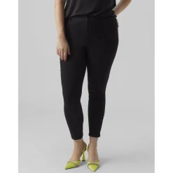 Jean skinny taille haute noir en coton Elle
