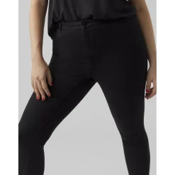 Jean skinny taille haute noir en coton Elle