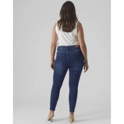 Jean skinny taille haute bleu foncé en coton Trix