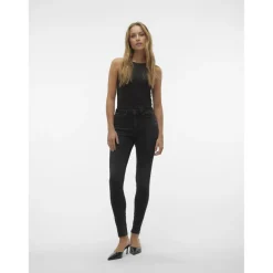 Jean skinny taille moyenne noir en coton Wren