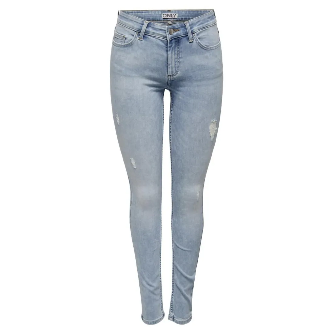 Jean skinny taille moyenne bleu clair en coton Vale