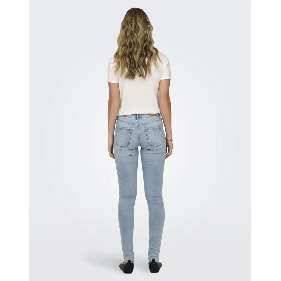 Jean skinny taille moyenne bleu clair en coton Vale