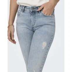 Jean skinny taille moyenne bleu clair en coton Vale