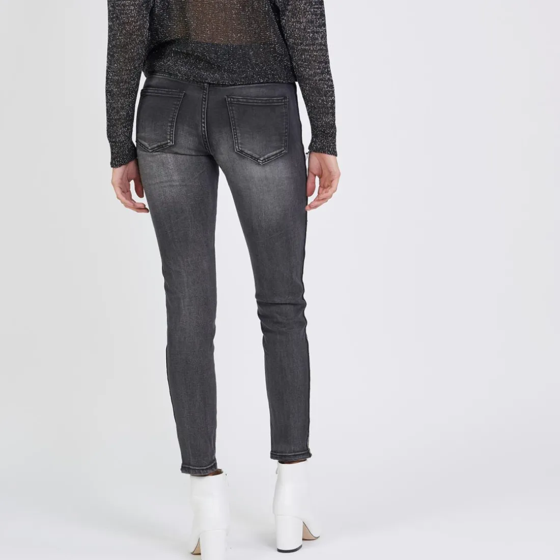 Jean slim avec bandes fantaisie Emma en coton