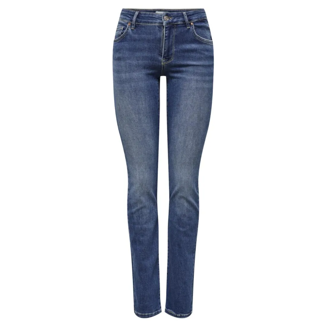 Jean slim braguette zippée taille moyenne bleu en coton Emma