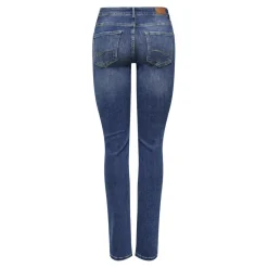 Jean slim braguette zippée taille moyenne bleu en coton Emma