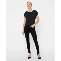 Jean slim Slim Fit Taille moyenne Longueur regular noir en coton modal