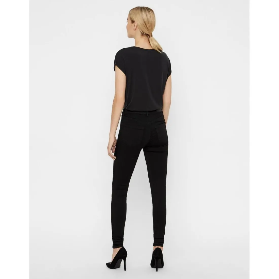 Jean slim Slim Fit Taille moyenne Longueur regular noir en coton modal