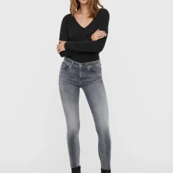 Jean slim Slim Fit Taille moyenne Longueur regular gris en coton