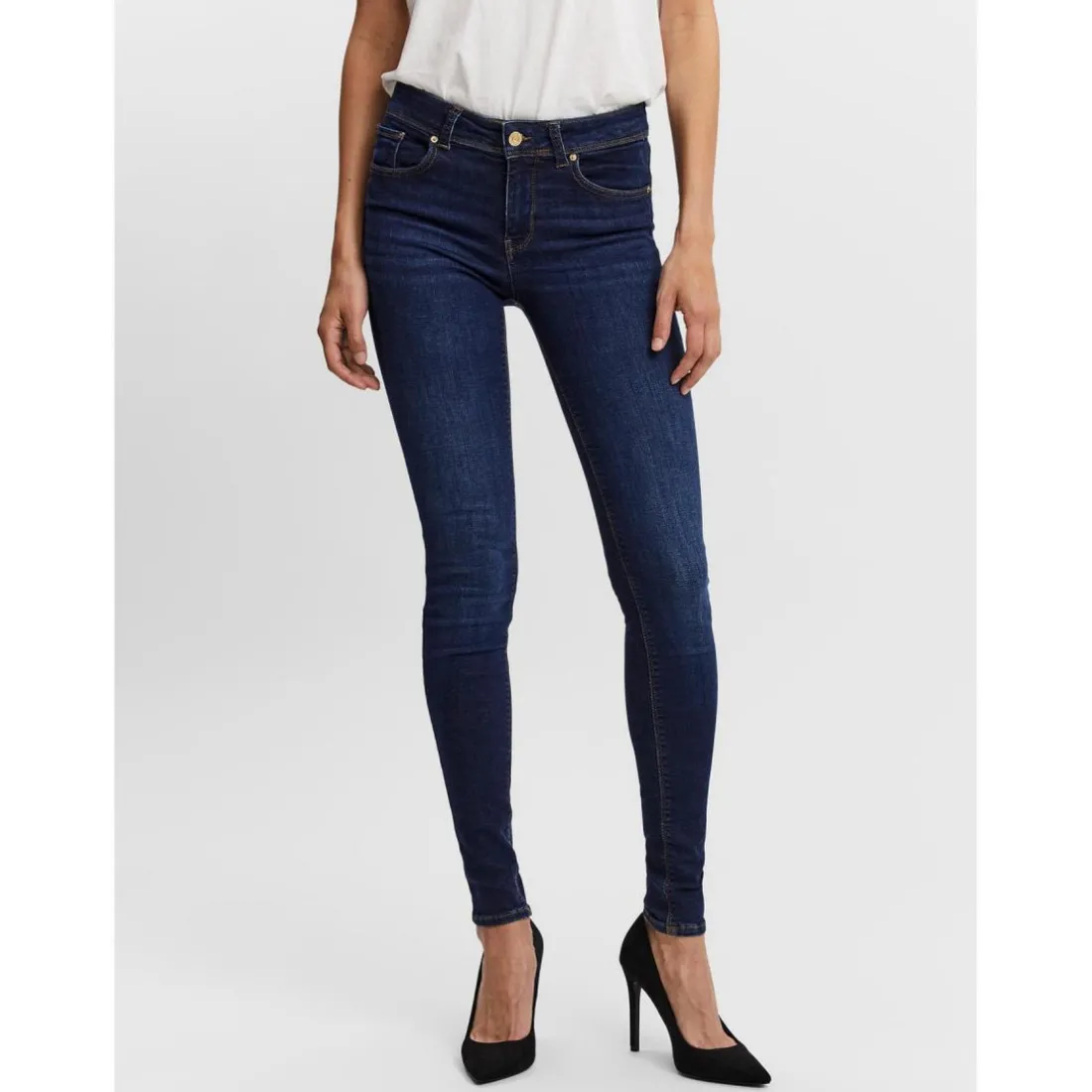 Jean slim Slim Fit Taille moyenne Longueur regular bleu en coton Tess