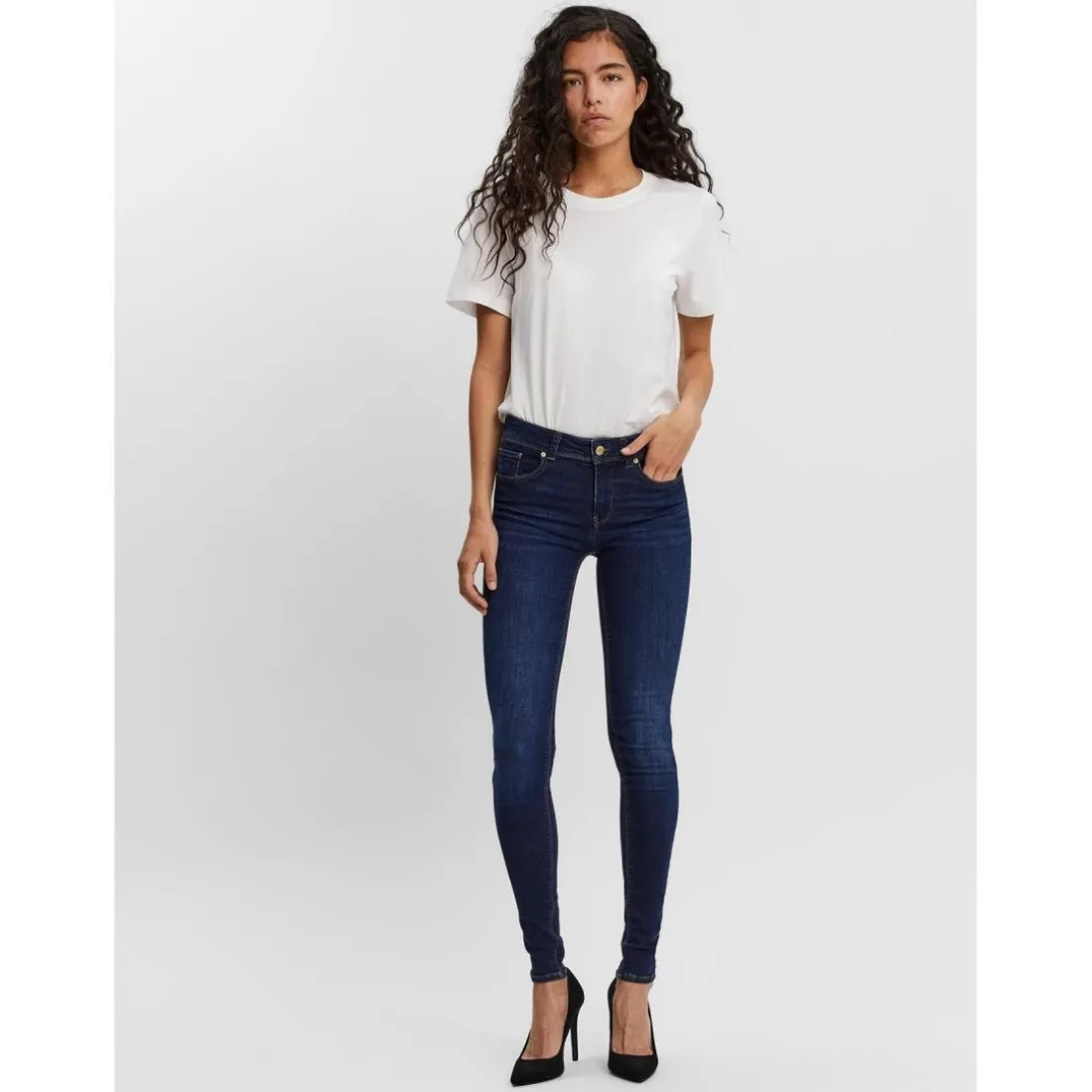 Jean slim Slim Fit Taille moyenne Longueur regular bleu en coton Tess