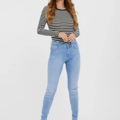 Jean slim Slim Fit Taille moyenne Longueur cheville bleu en coton