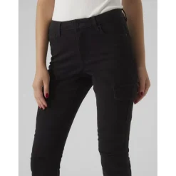 Jean slim taille moyenne noir en coton
