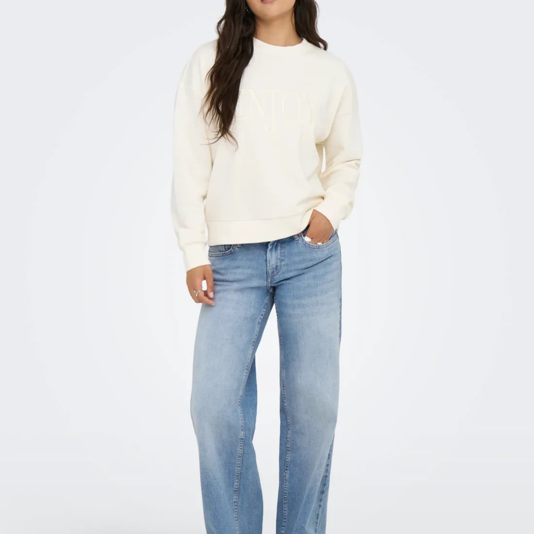 Jean taille basse ONLJUDY - Bleu en coton Emma