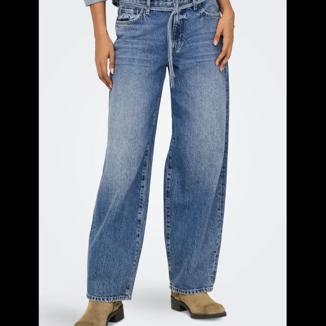 Jean Taille moyenne balloon bleu denim en coton Yas