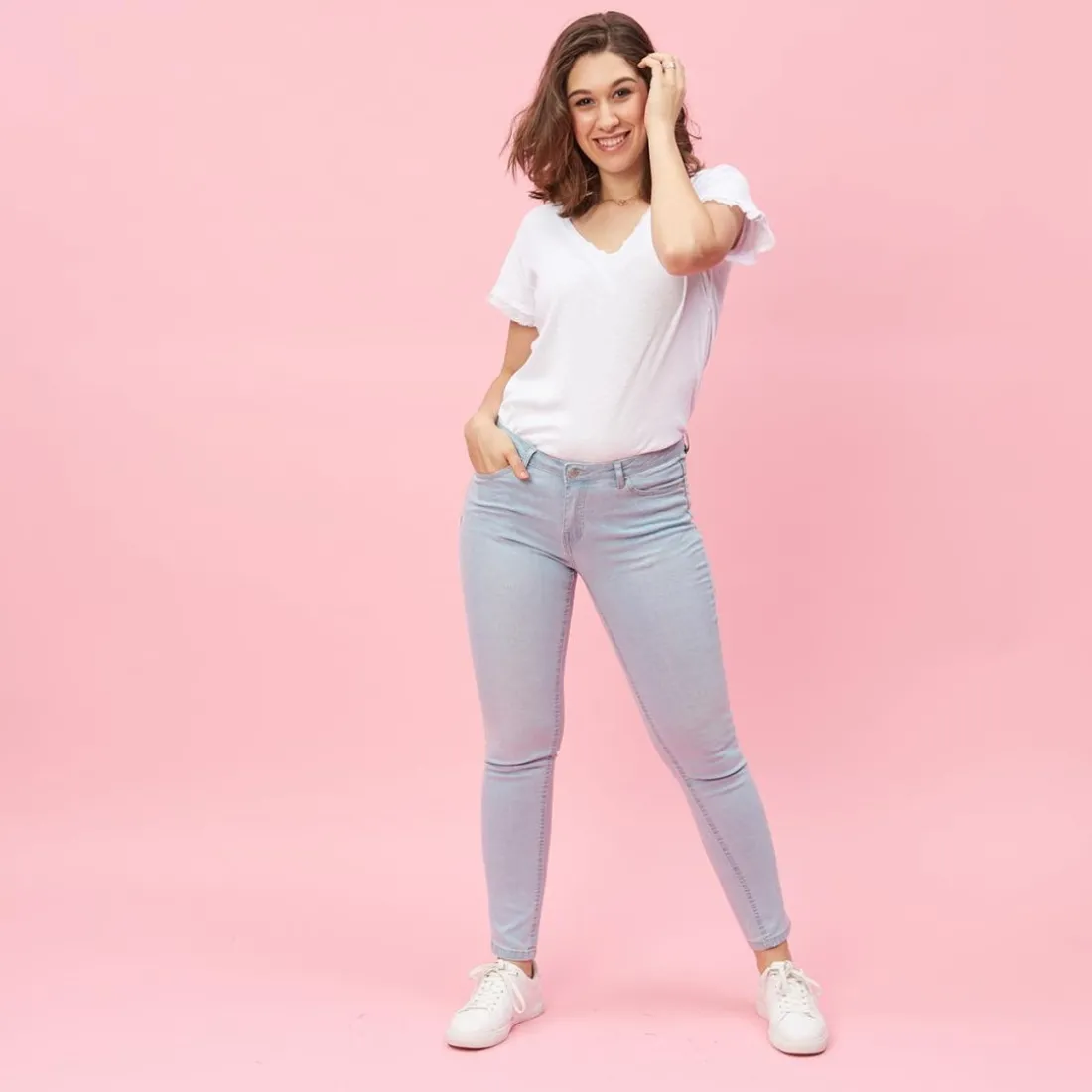 Jean étroit coupe 5 poches femme - Blue Denim